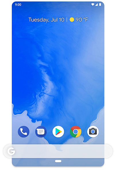 Phone screen displaying easy-to-use, clutter-free home screen on Android One
