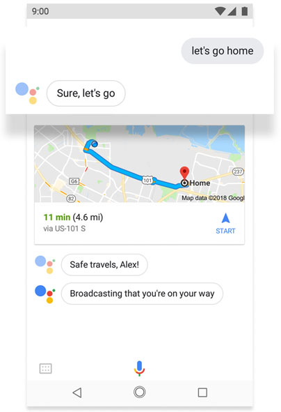 Phone screen displaying Google Assistant feature on android one